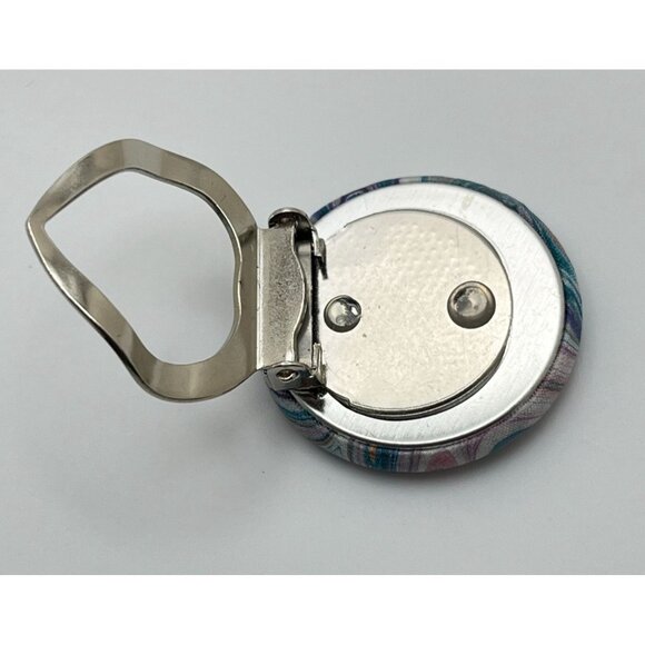 Abstract Swirl Fabric Scarf Clip Blue Purple Round Flowing Space - Picture 2 of 6